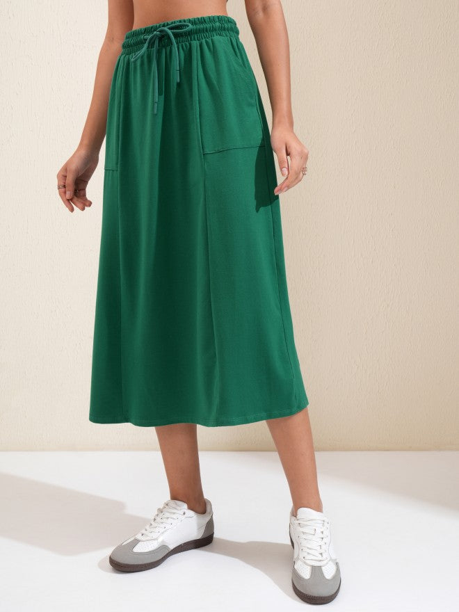 Tokyo Talkies Women Green Midi Skirt - Green - Image 4
