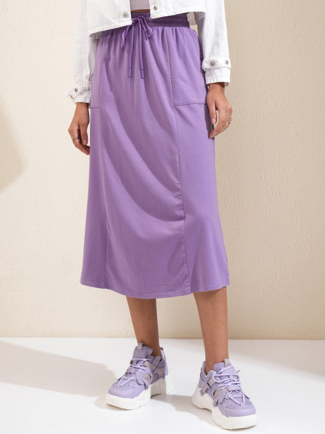 Tokyo Talkies Women Lavender Midi Skirt - Lavender - Image 1