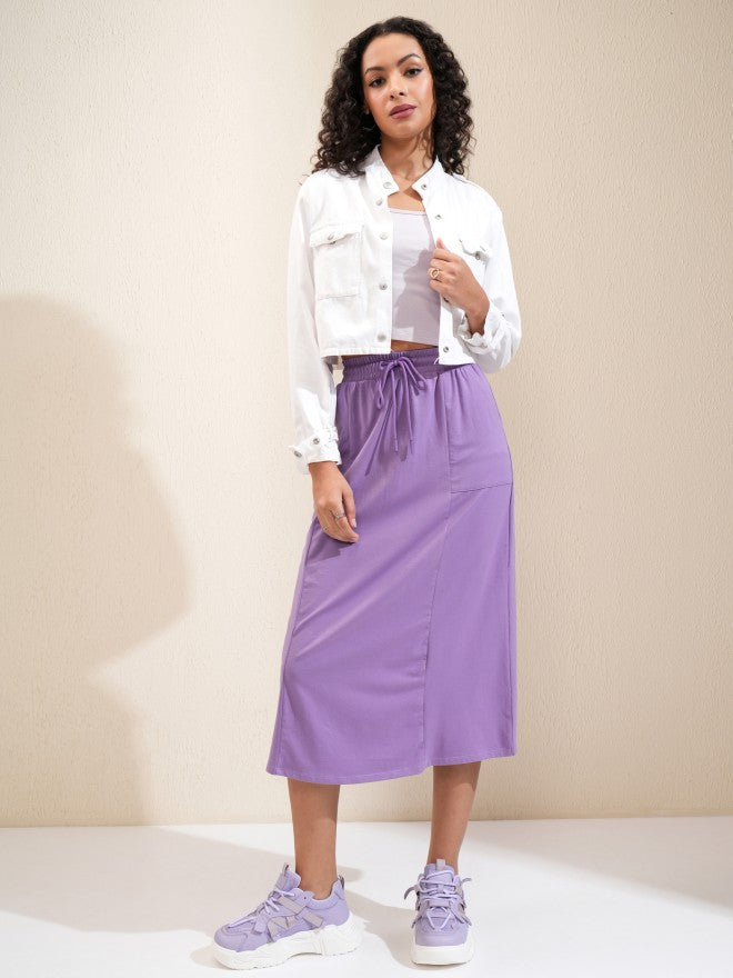 Tokyo Talkies Women Lavender Midi Skirt - Lavender - Image 2