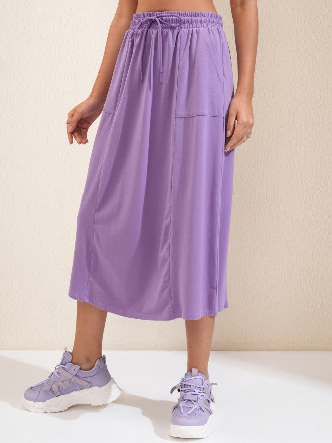 Tokyo Talkies Women Lavender Midi Skirt - Lavender - Image 4