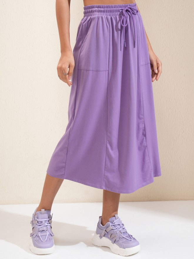 Tokyo Talkies Women Lavender Midi Skirt - Lavender - Image 6