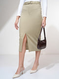 Tokyo Talkies Women Beige Midi Skirt - Beige - Image 1