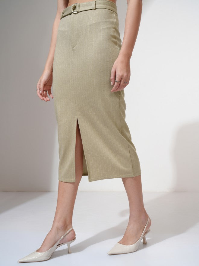 Tokyo Talkies Women Beige Midi Skirt - Beige - Image 4