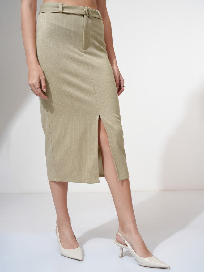 Tokyo Talkies Women Beige Midi Skirt - Beige - Image 6