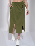 Tokyo Talkies Women Olive Midi Skirt - Olive - Image 1