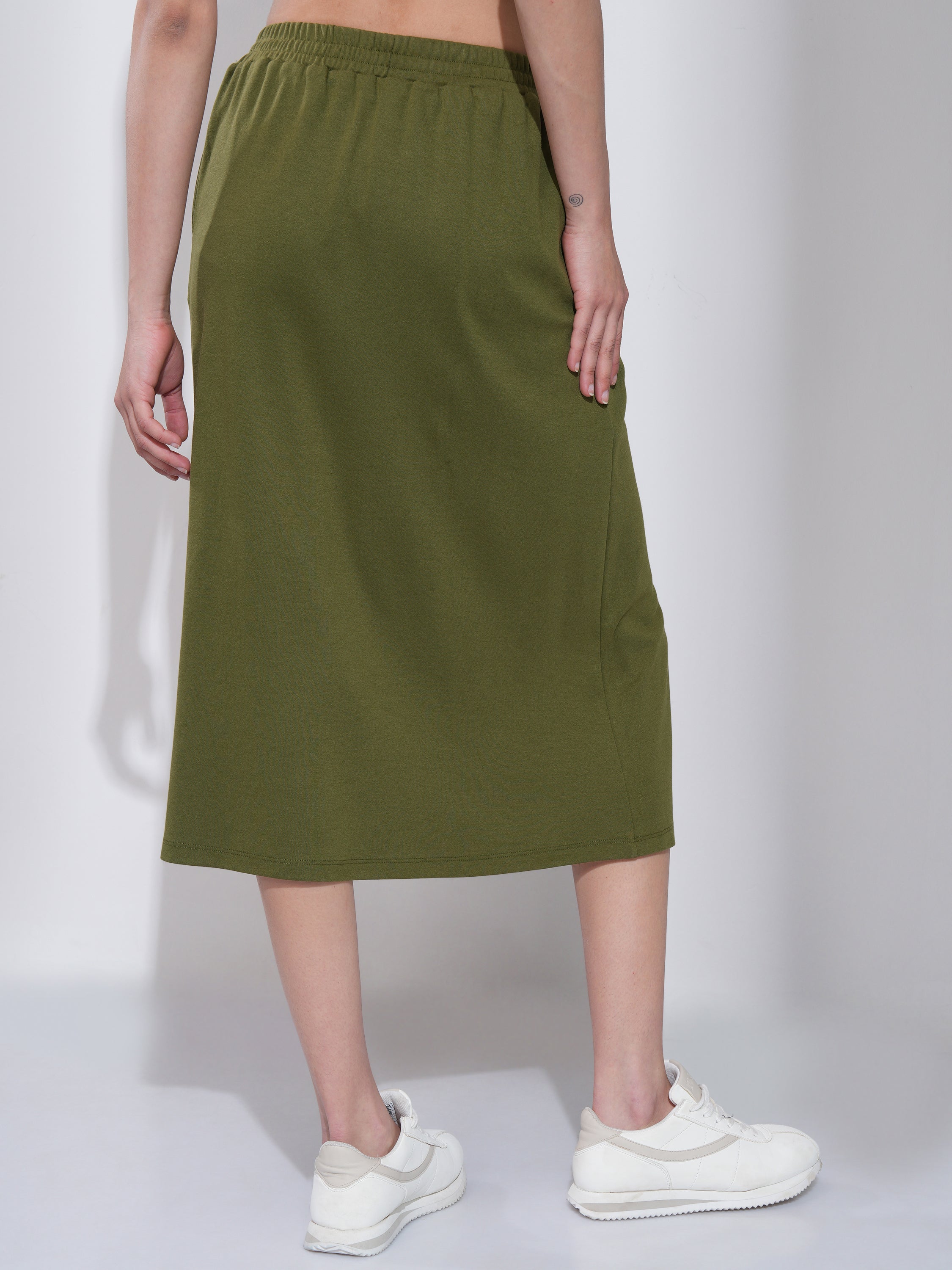 Tokyo Talkies Women Olive Midi Skirt - Olive - Image 3