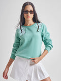 Dusty Mint Casual Printed Sweat Shirt - Green - Image 1