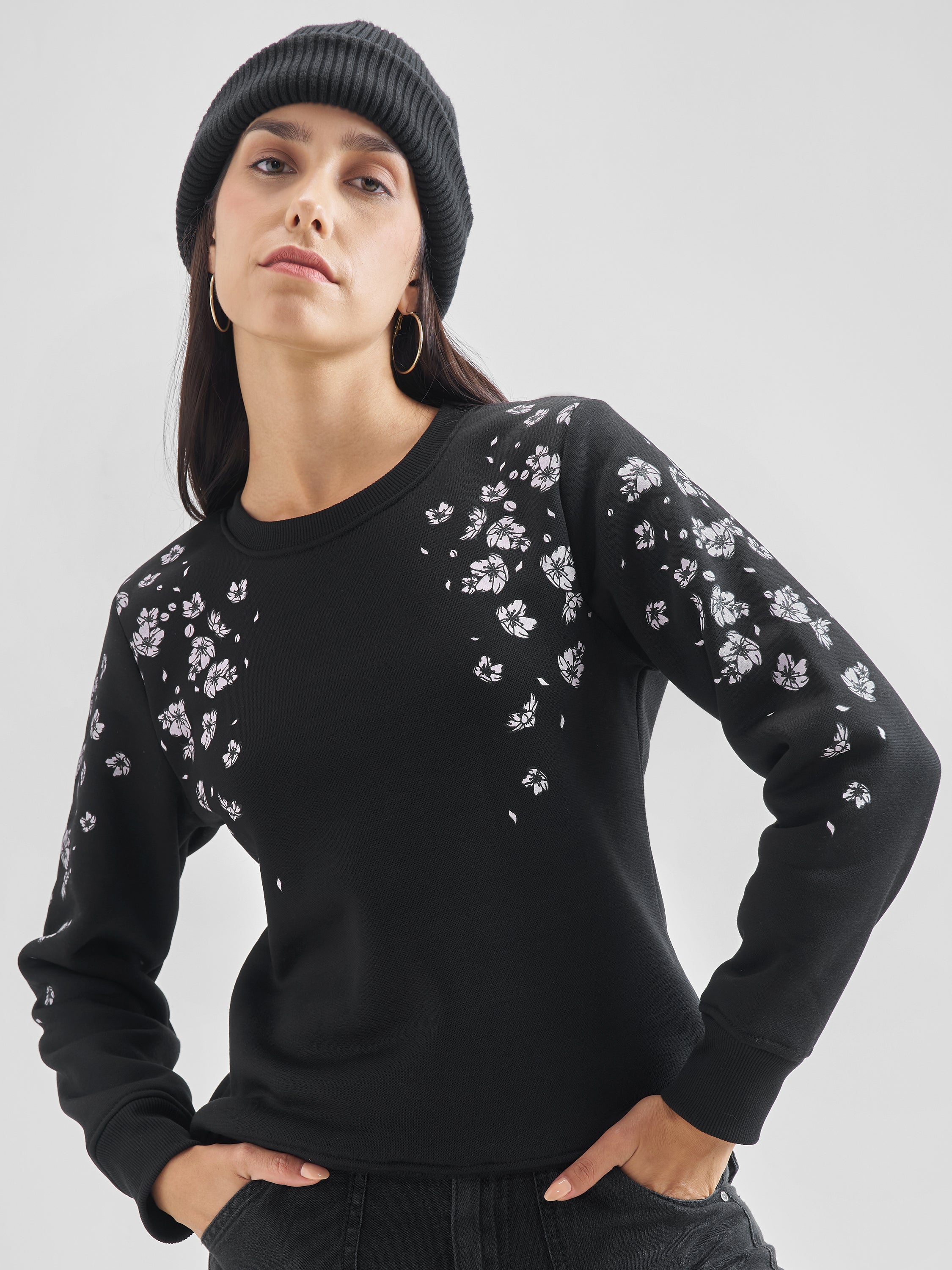 Black Casual Printed Sweatshirts - Black - Image 1