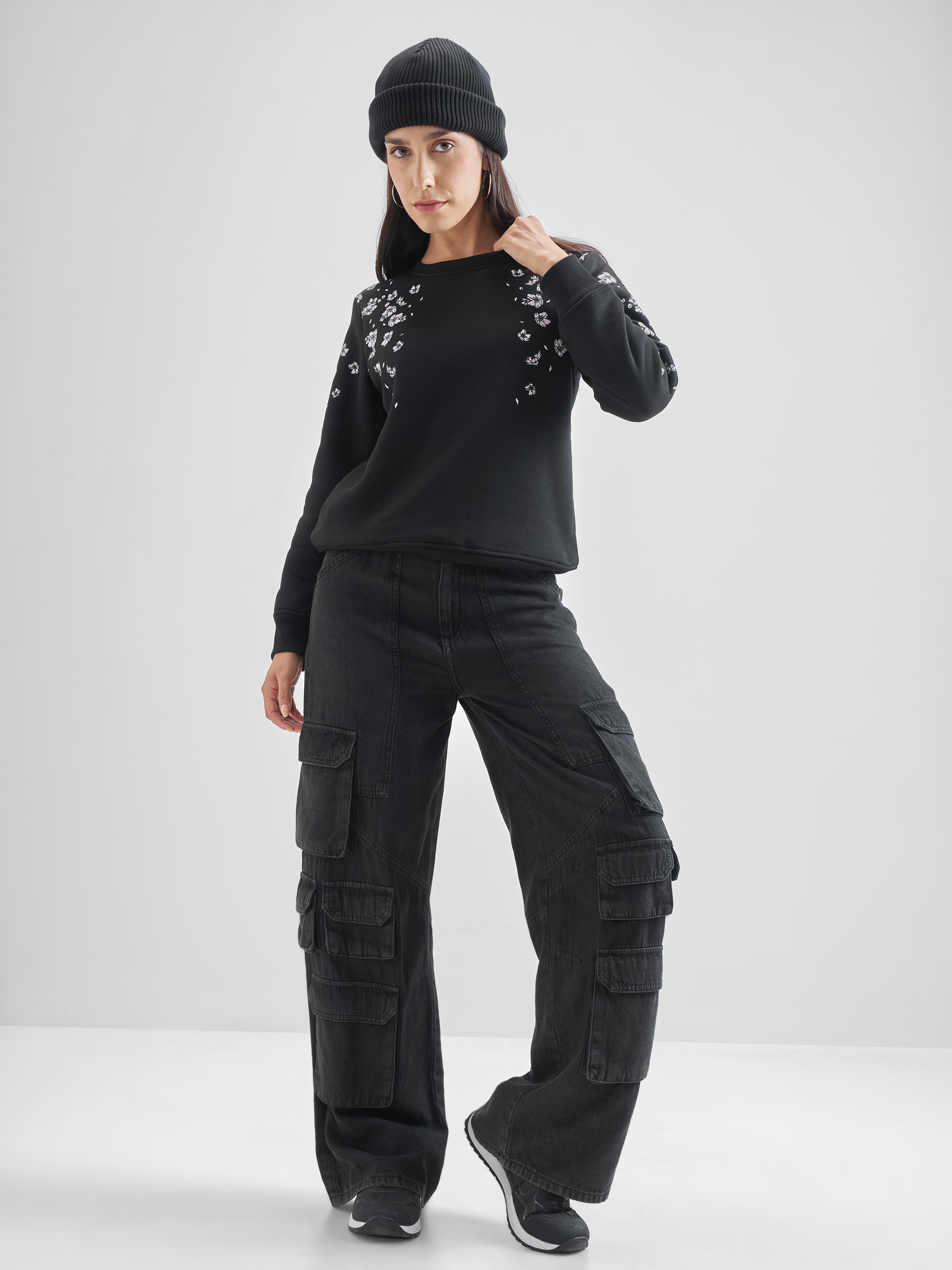 Black Casual Printed Sweatshirts - Black - Image 2