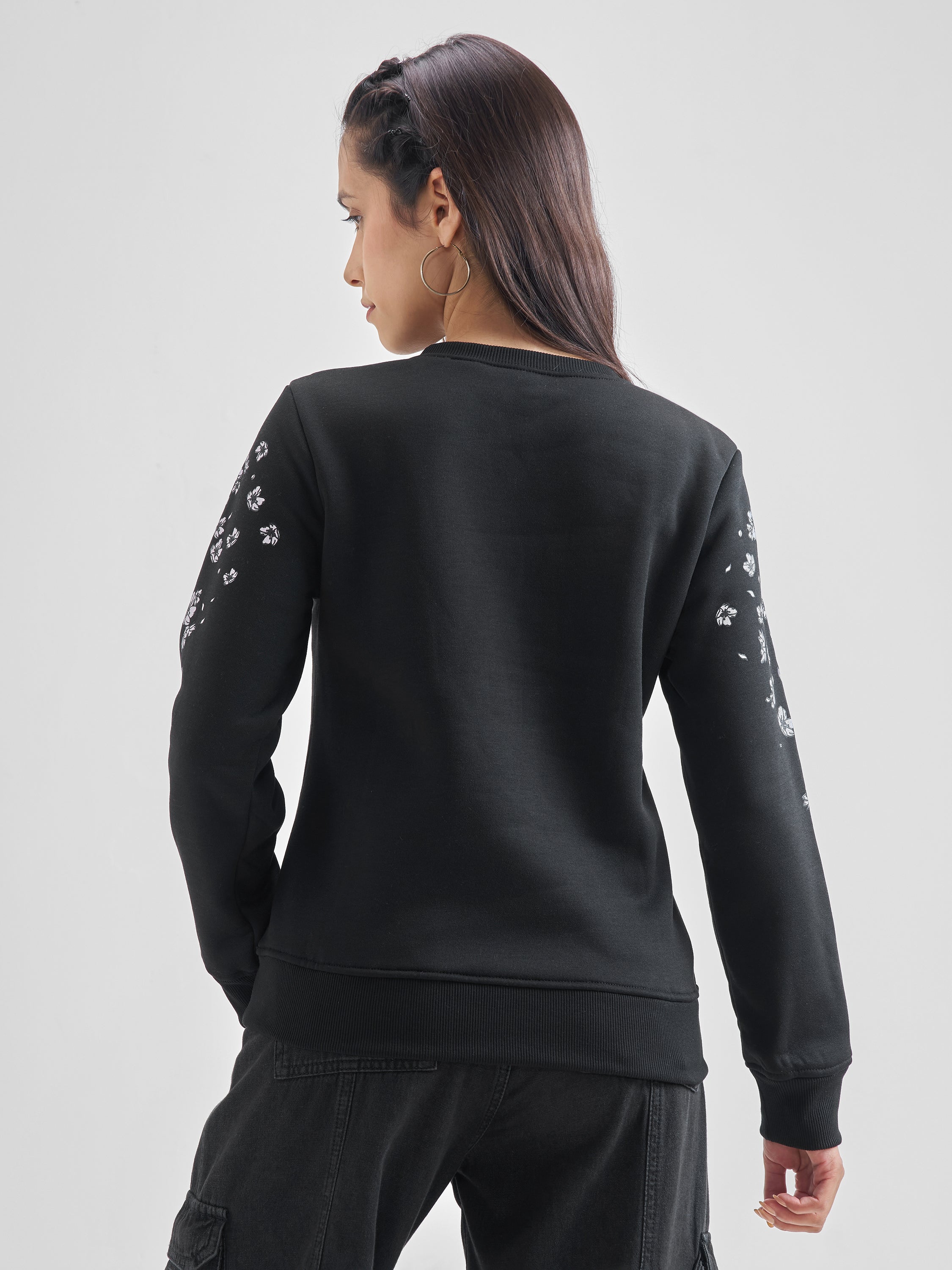 Black Casual Printed Sweatshirts - Black - Image 3