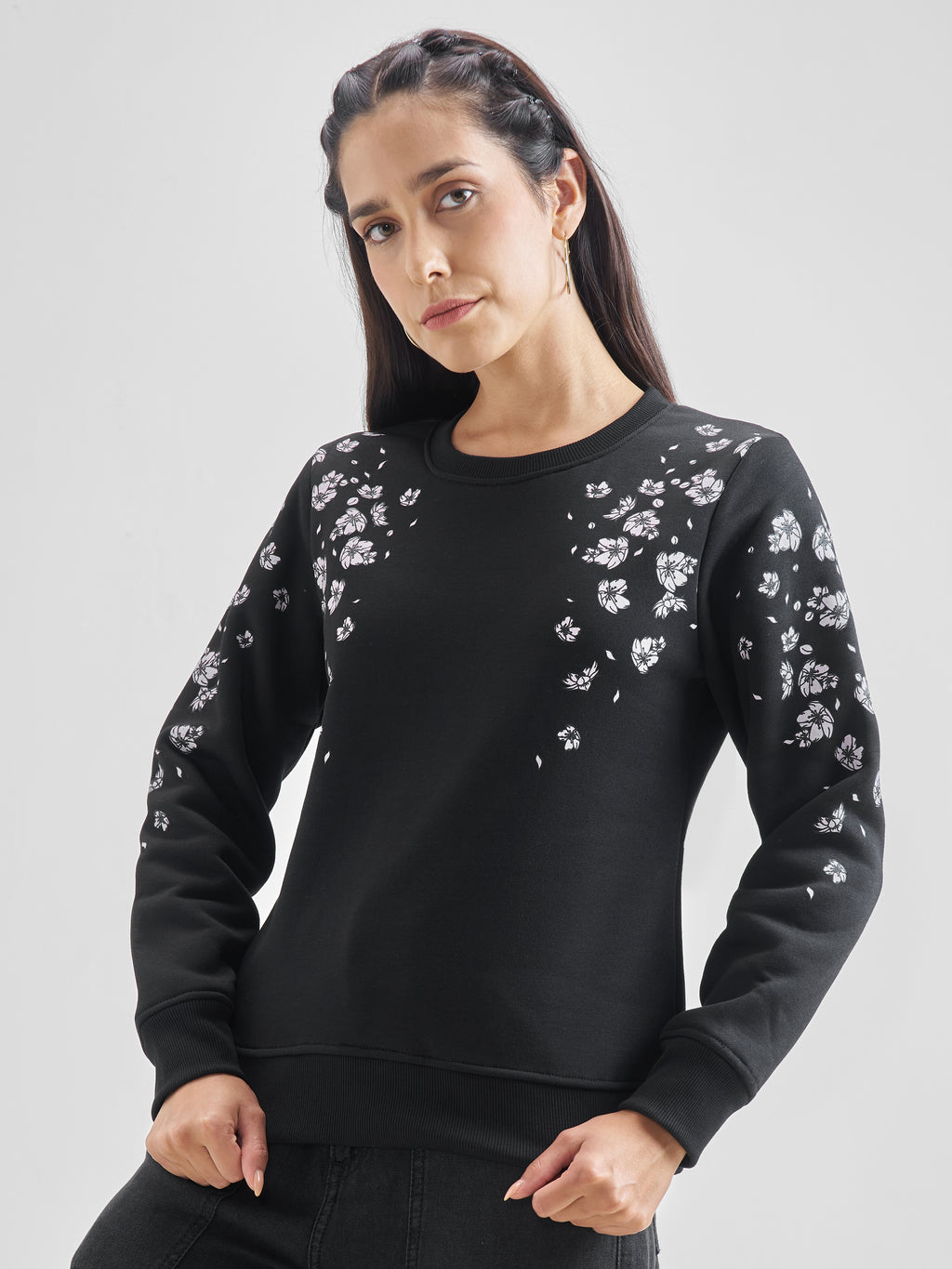 Black Casual Printed Sweatshirts - Black - Image 4