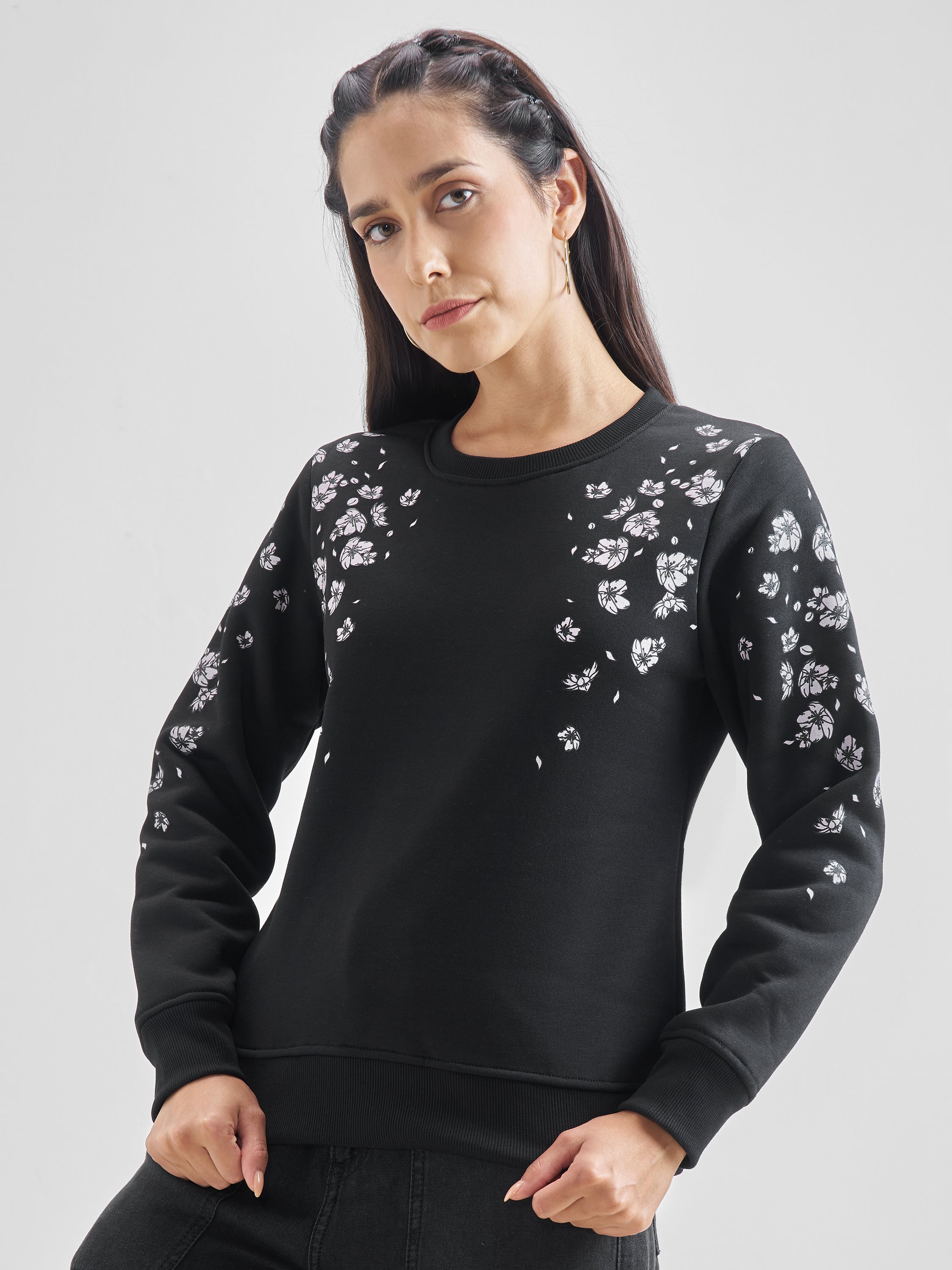 Black Casual Printed Sweatshirts - Black - Image 4