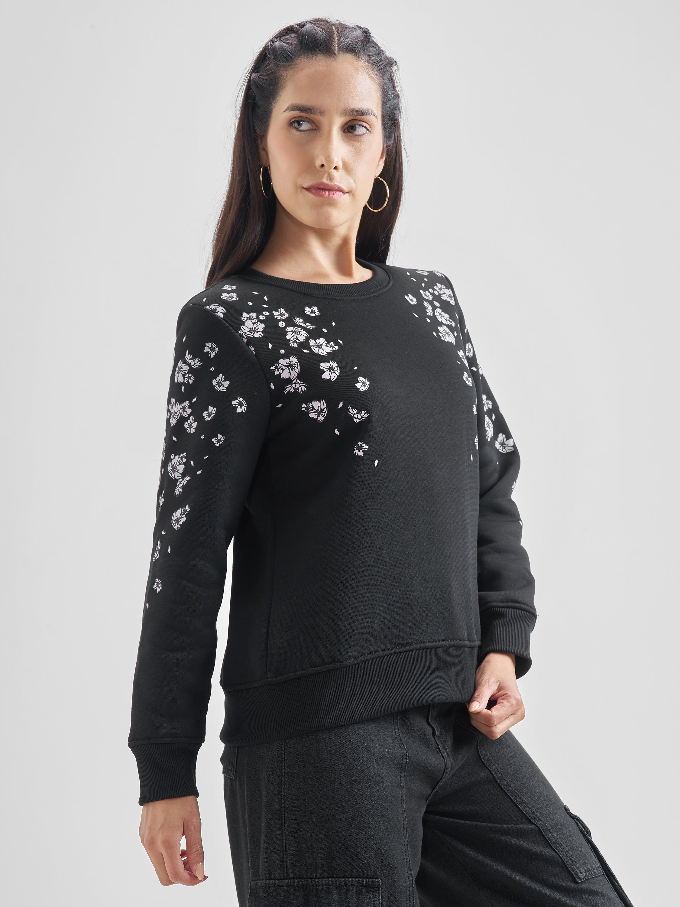 Black Casual Printed Sweatshirts - Black - Image 6