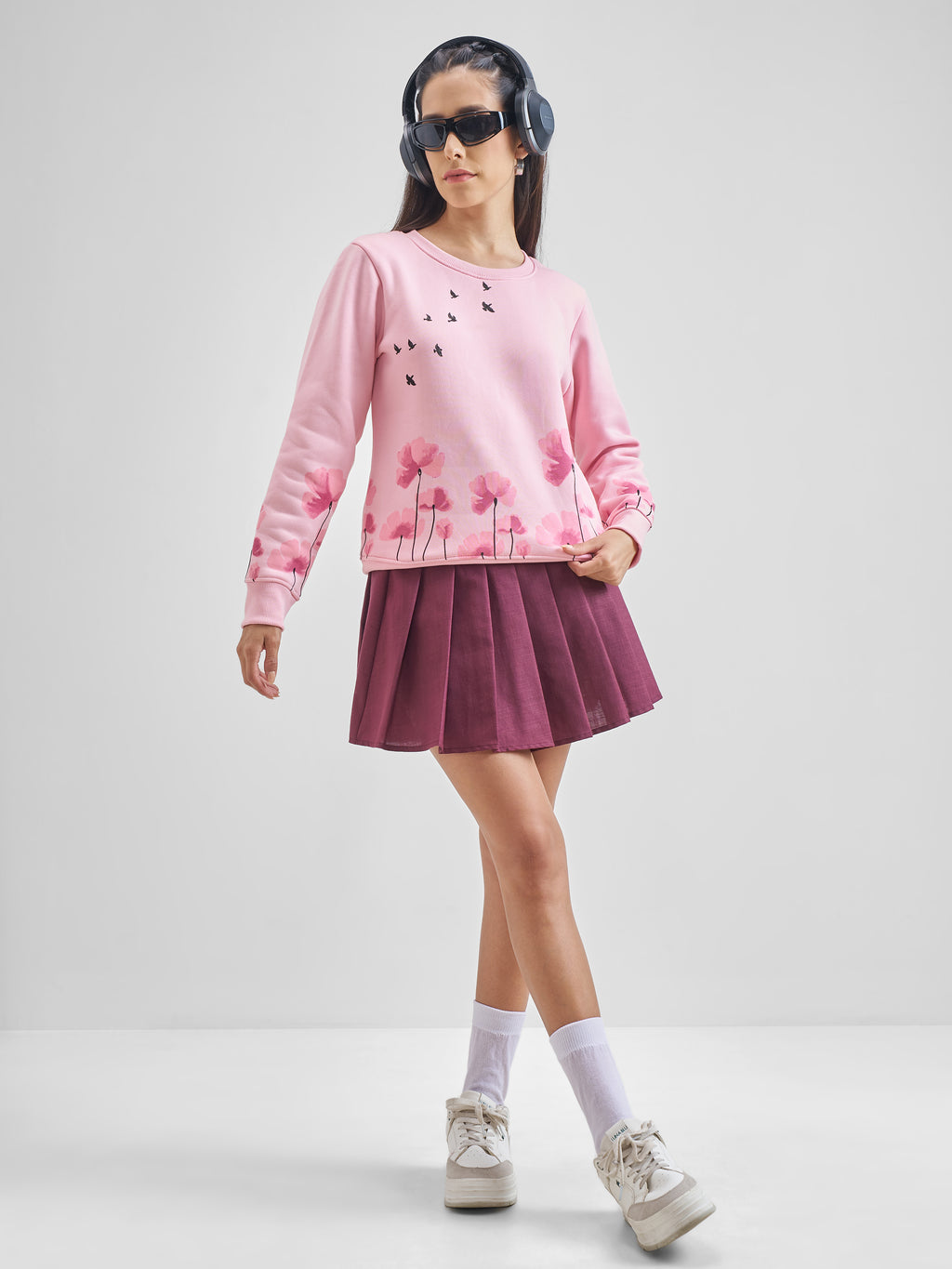 Tokyo Talkies Women Pink Printed Pullover Round Neck Sweatshirt - Pink - Image 2