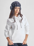 Tokyo Talkies Women White Solid Pullover Hood Sweatshirt - White - Image 1