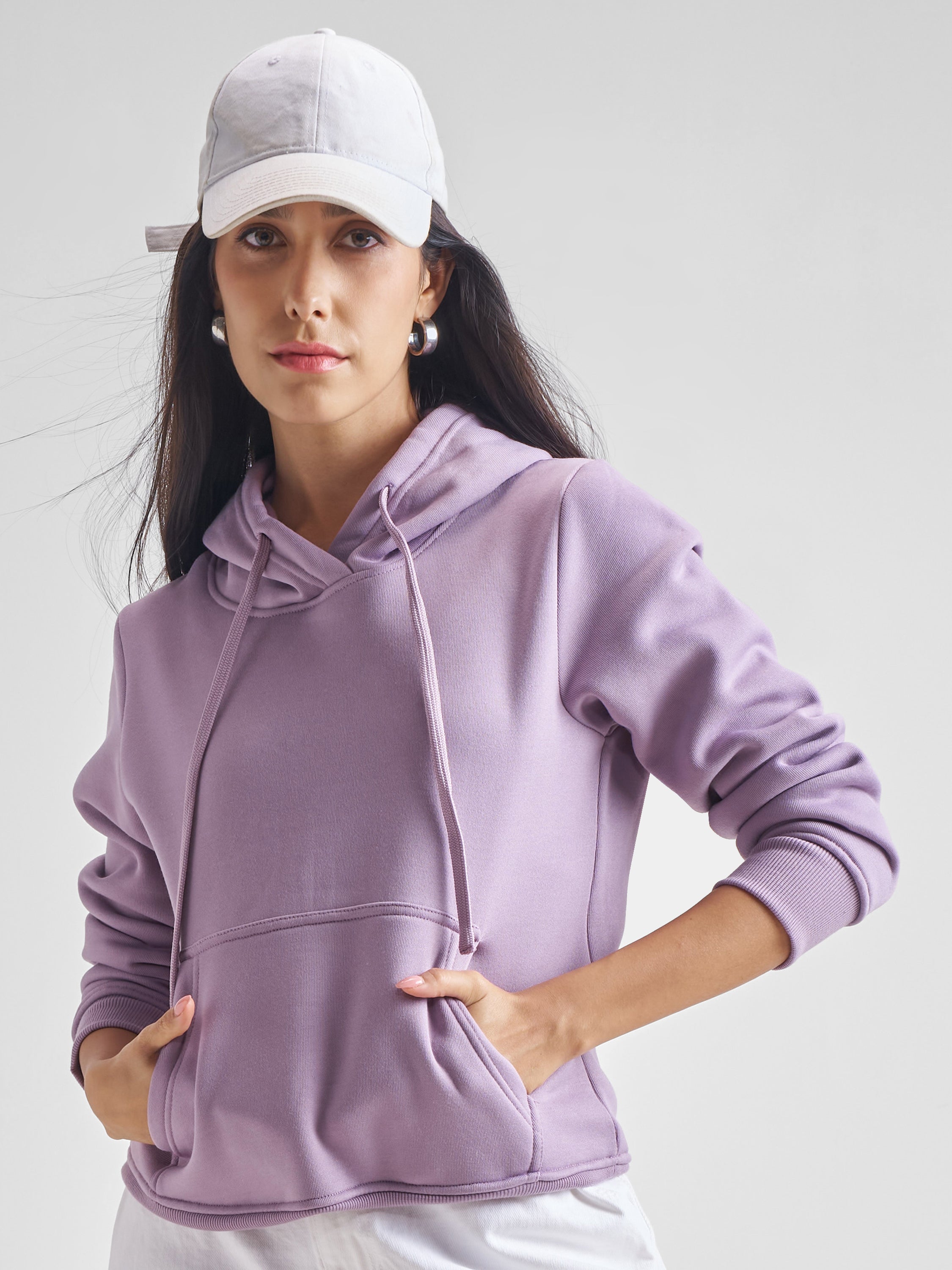 Tokyo Talkies Women Purple Hoodie Pullover Sweatshirt - Purple - Image 1