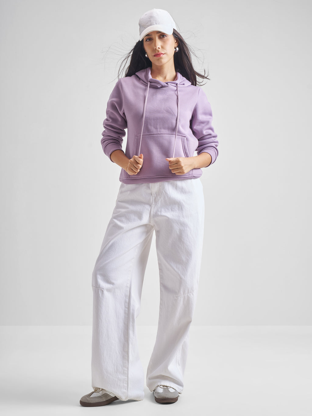 Tokyo Talkies Women Purple Hoodie Pullover Sweatshirt - Purple - Image 2