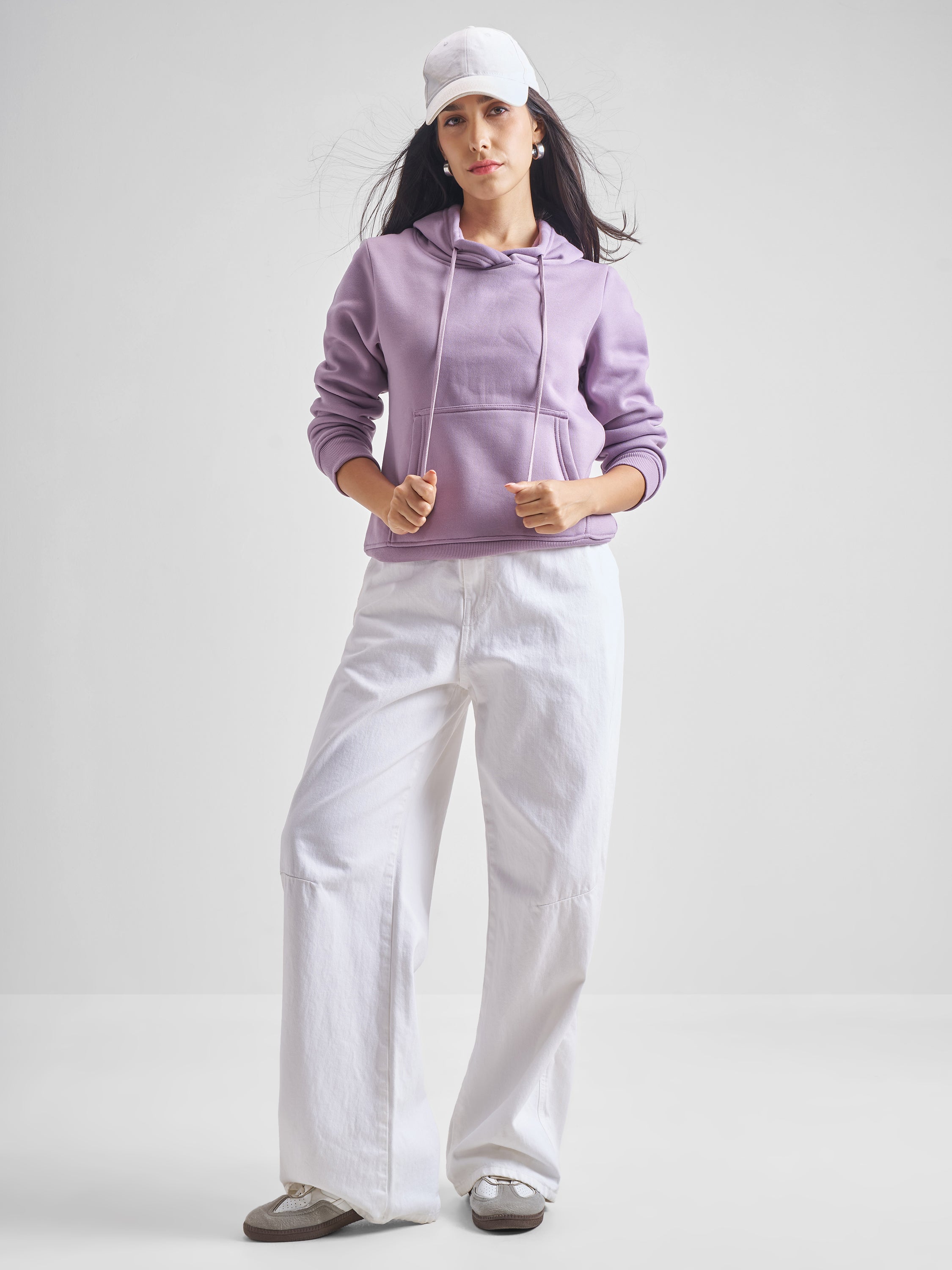 Tokyo Talkies Women Purple Hoodie Pullover Sweatshirt - Purple - Image 2