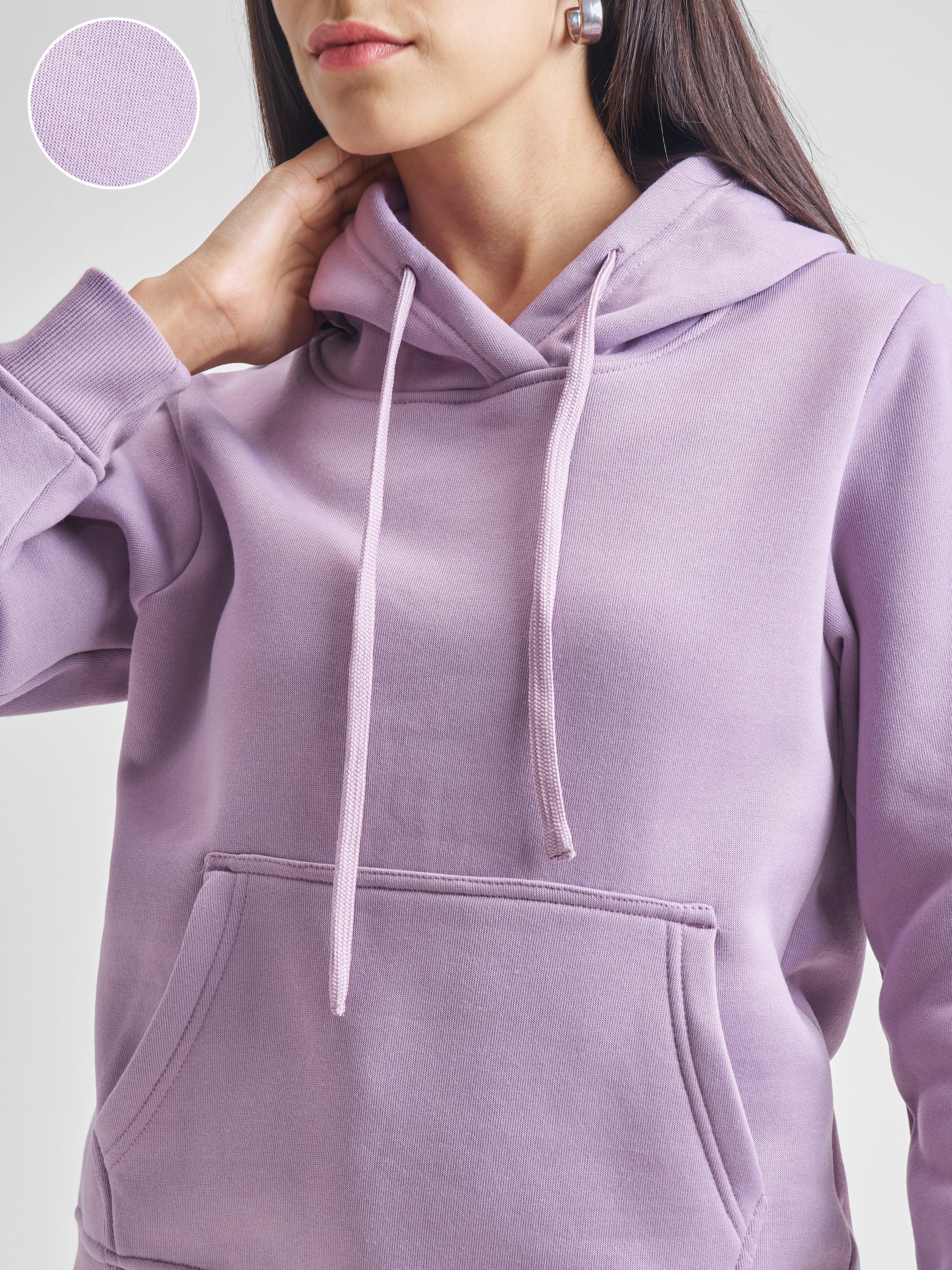 Tokyo Talkies Women Purple Hoodie Pullover Sweatshirt - Purple - Image 5
