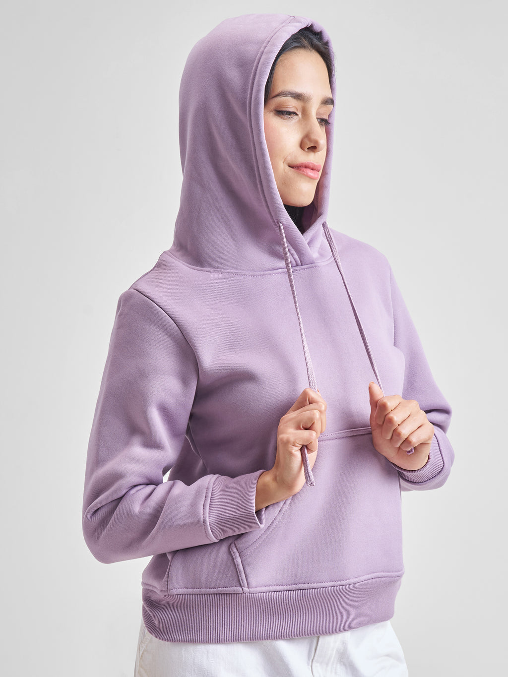 Tokyo Talkies Women Purple Hoodie Pullover Sweatshirt - Purple - Image 6