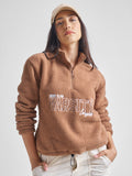 Tokyo Talkies Women Brown Printed Pullover High Neck Sweatshirt - Brown - Image 1