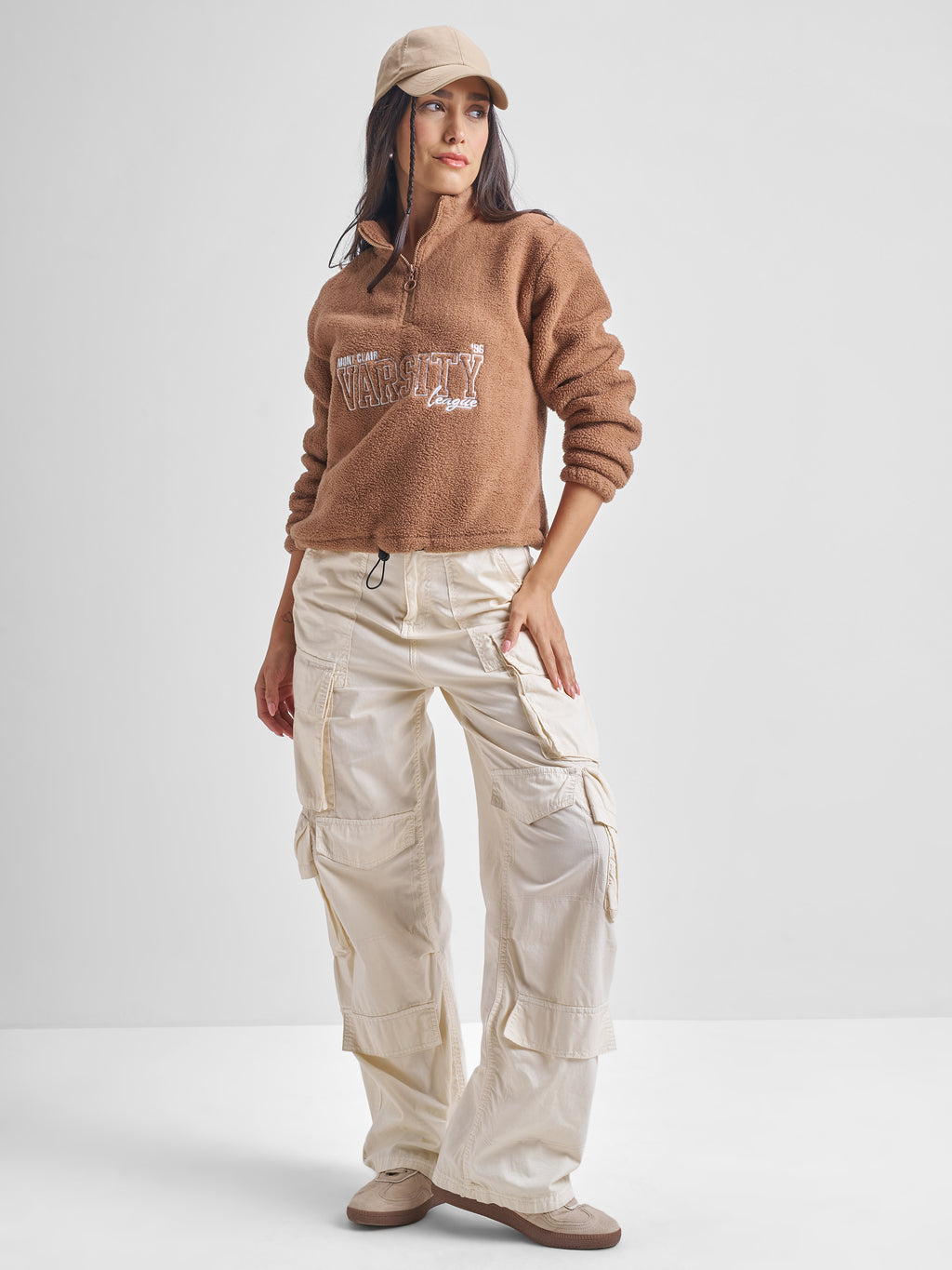 Tokyo Talkies Women Brown Printed Pullover High Neck Sweatshirt - Brown - Image 2