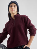 Tokyo Talkies Women Maroon Solid Pullover High Neck Sweatshirt - Maroon - Image 1