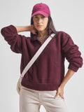 Tokyo Talkies Women Maroon Solid Pullover High Neck Sweatshirt - Maroon - Image 1