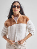 Tokyo Talkies Women White Solid Pullover High Neck Sweatshirt - White - Image 1