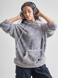Tokyo Talkies Women Grey Solid Pullover Hood Sweatshirt - Grey - Image 1