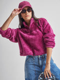 Tokyo Talkies Women Maroon Solid Pullover High Neck Sweatshirt - Maroon - Image 1