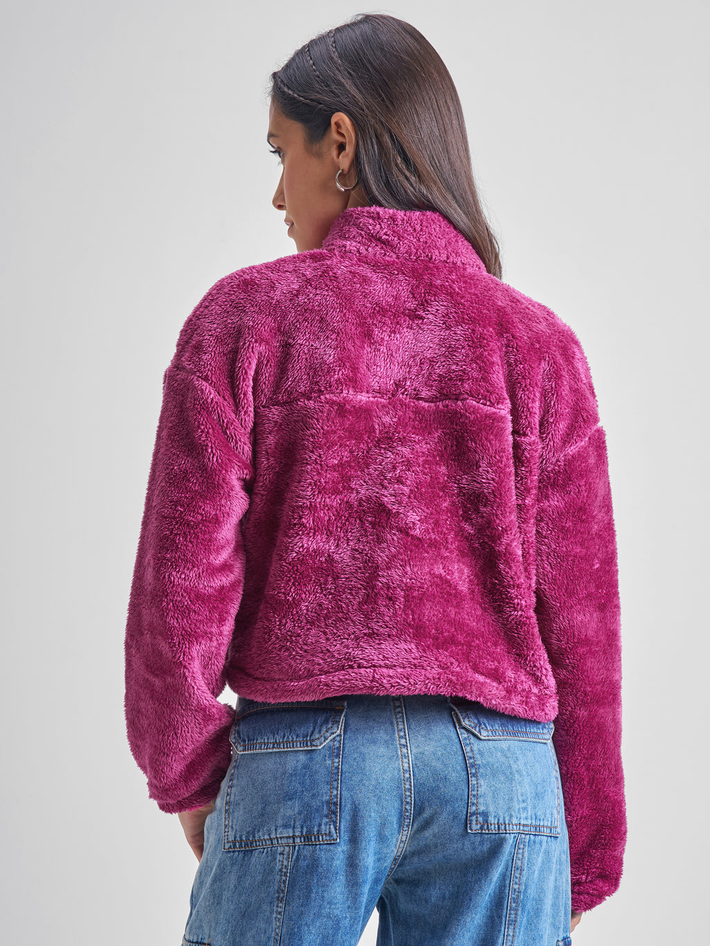 Tokyo Talkies Women Maroon Solid Pullover High Neck Sweatshirt - Maroon - Image 3