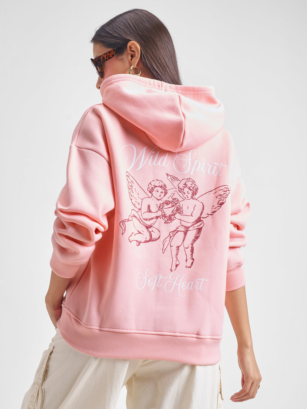 Tokyo Talkies Women Pink Hooded Sweatshirt - Pink - Image 1