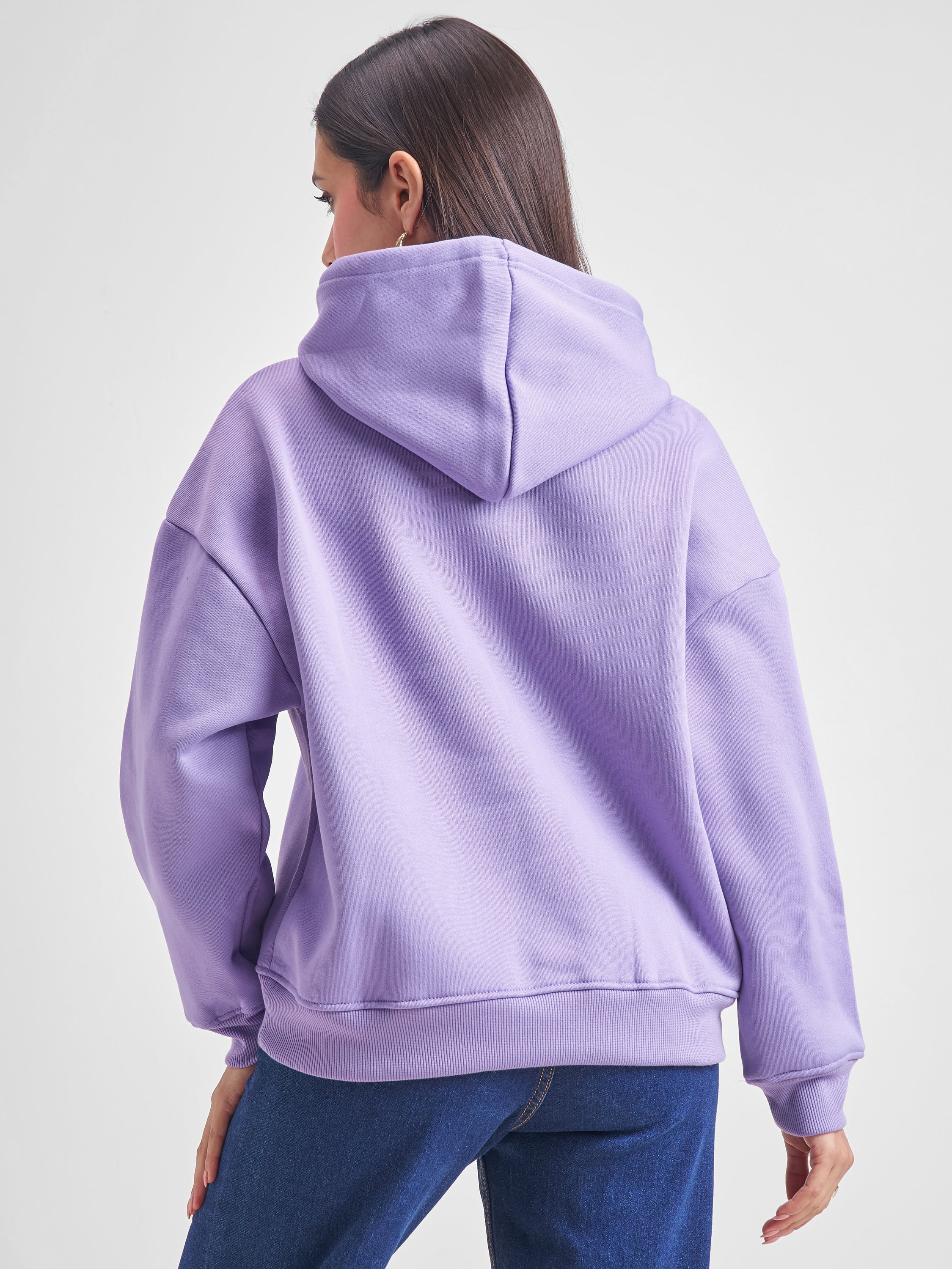Tokyo Talkies Women Purple Printed Oversized Fit Sweatshirt - Purple - Image 3