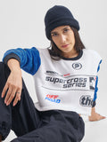 Tokyo Talkies Women White/Blue Round Neck Sweatshirt - White - Image 1