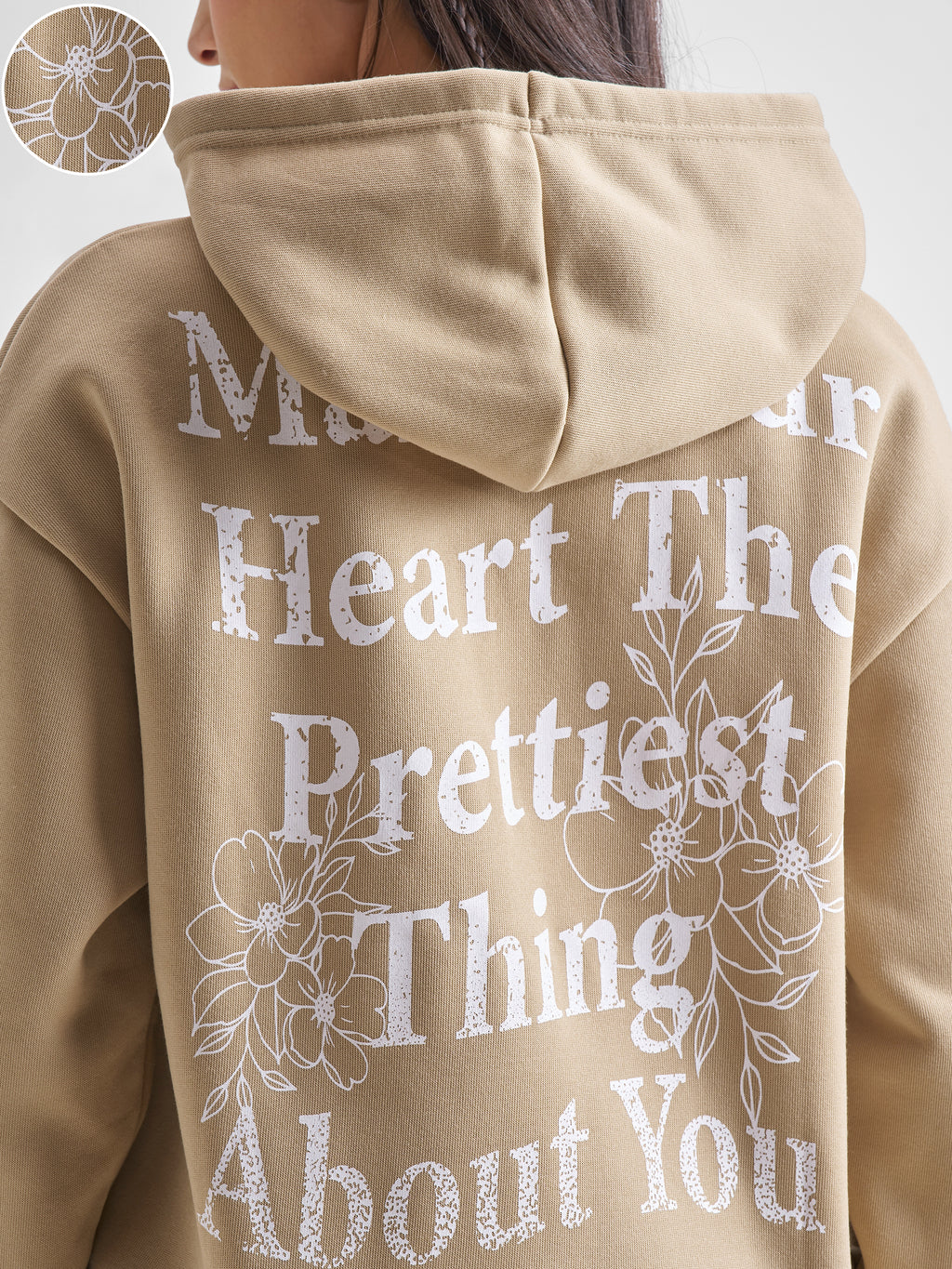 Tokyo Talkies Women Brown Printed Pullover Hood Sweatshirt - Brown - Image 5