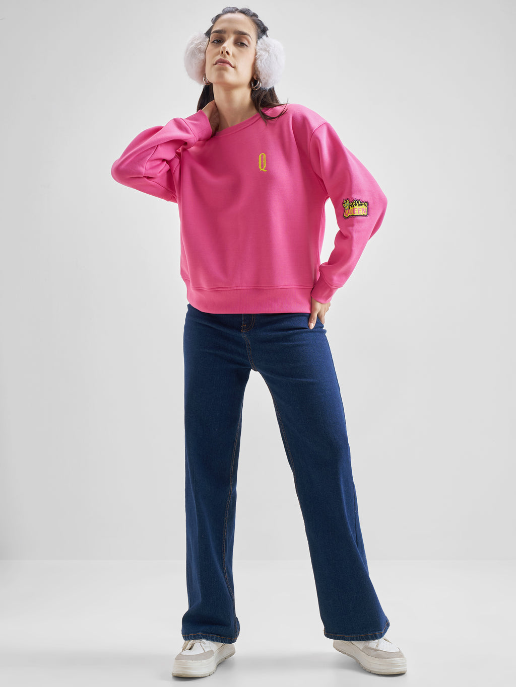 Tokyo Talkies Women Pink Round Neck Sweatshirt - Pink - Image 2