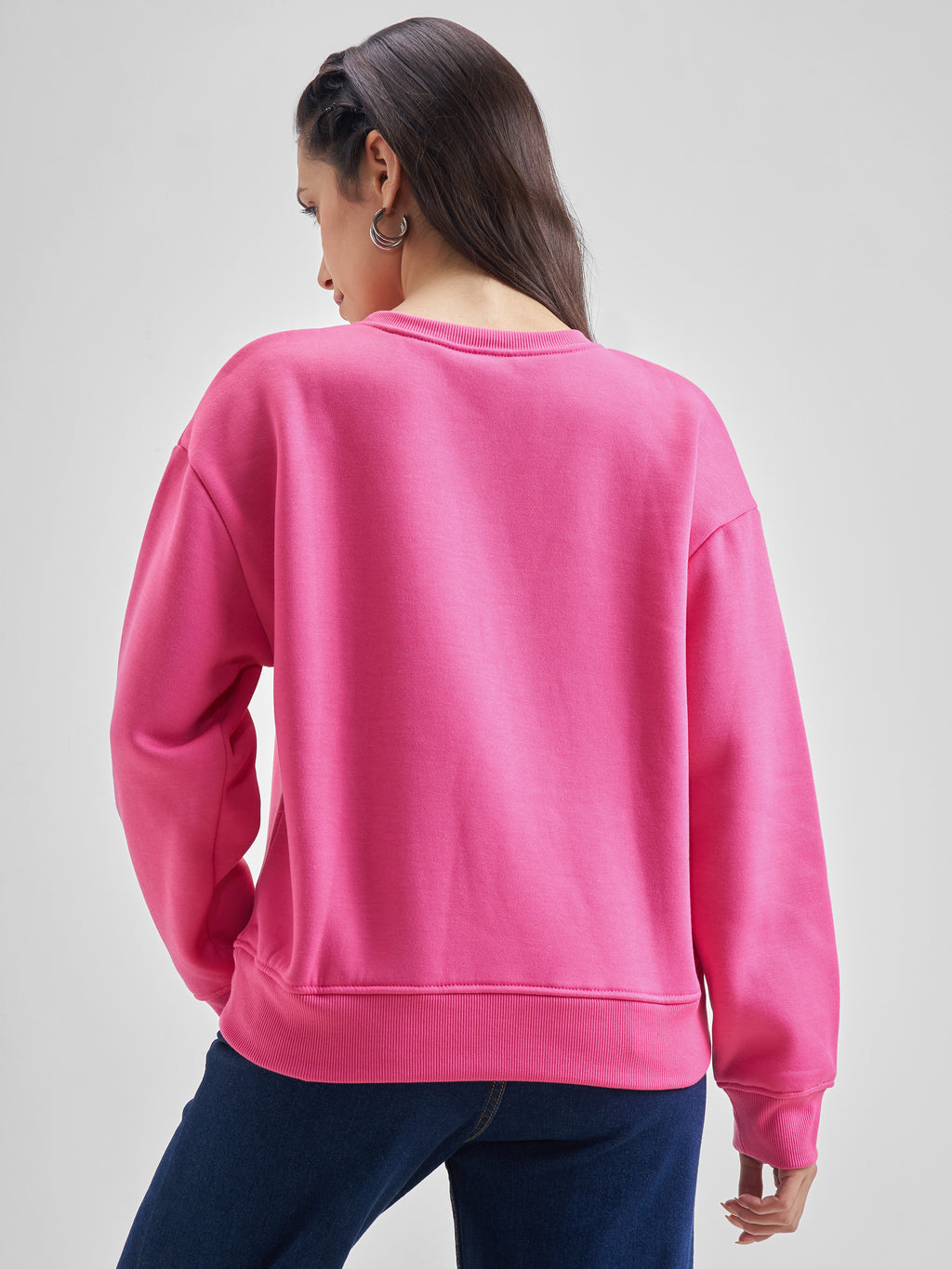 Tokyo Talkies Women Pink Round Neck Sweatshirt - Pink - Image 3