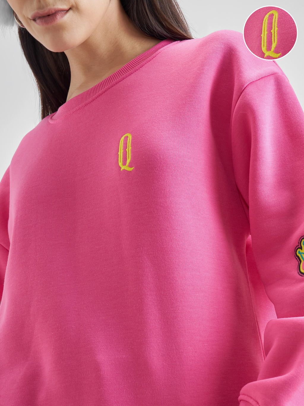 Tokyo Talkies Women Pink Round Neck Sweatshirt - Pink - Image 5