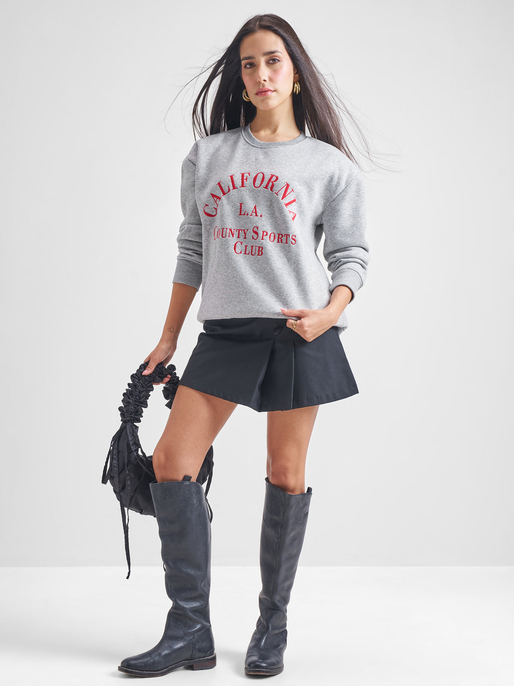 Tokyo Talkies Women Grey Round Neck Sweatshirt - Grey - Image 2