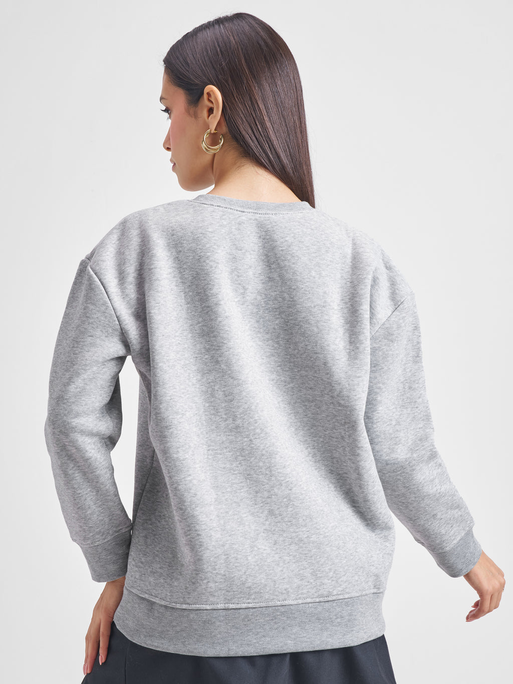 Tokyo Talkies Women Grey Round Neck Sweatshirt - Grey - Image 3