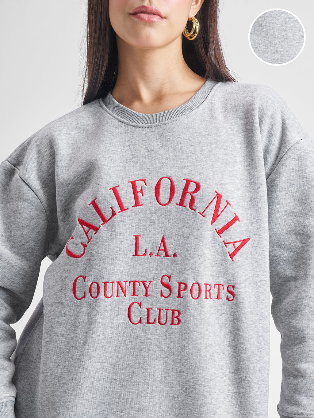 Tokyo Talkies Women Grey Round Neck Sweatshirt - Grey - Image 5