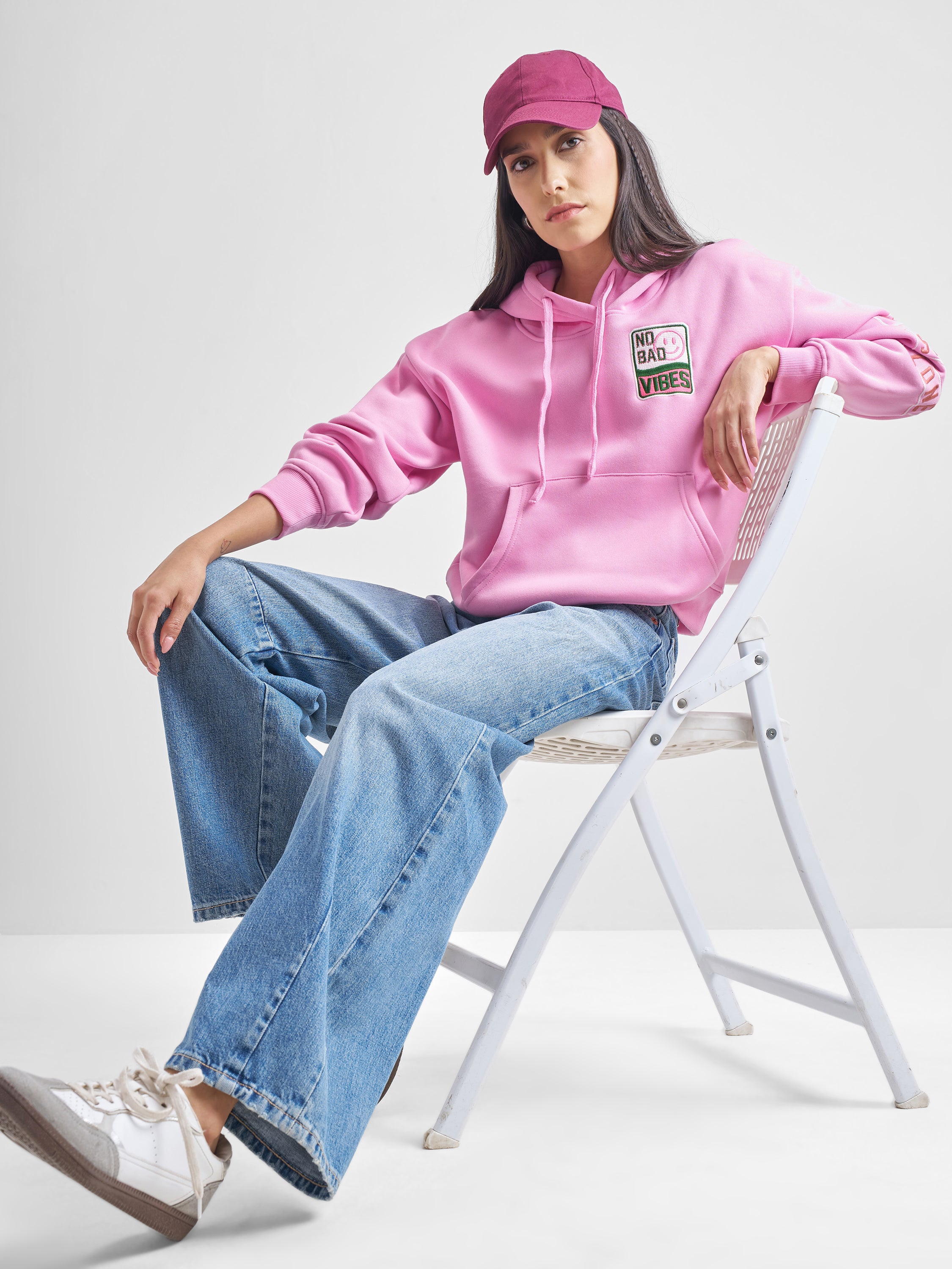 Tokyo Talkies Women Pink Hooded Sweatshirt - Pink - Image 2