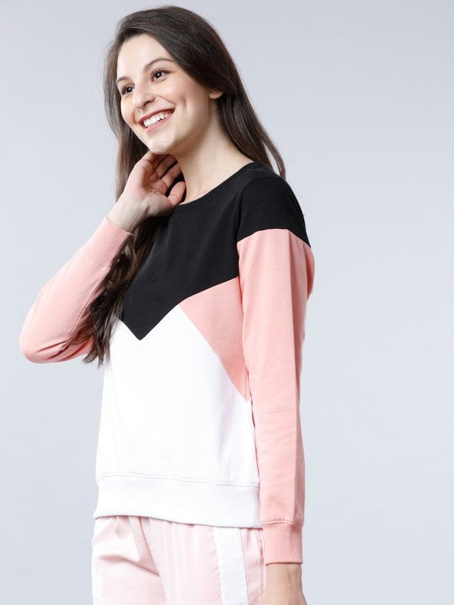 Tokyo Talkies Women Black Solid Pullover Round Neck Sweatshirt - Black - Image 1