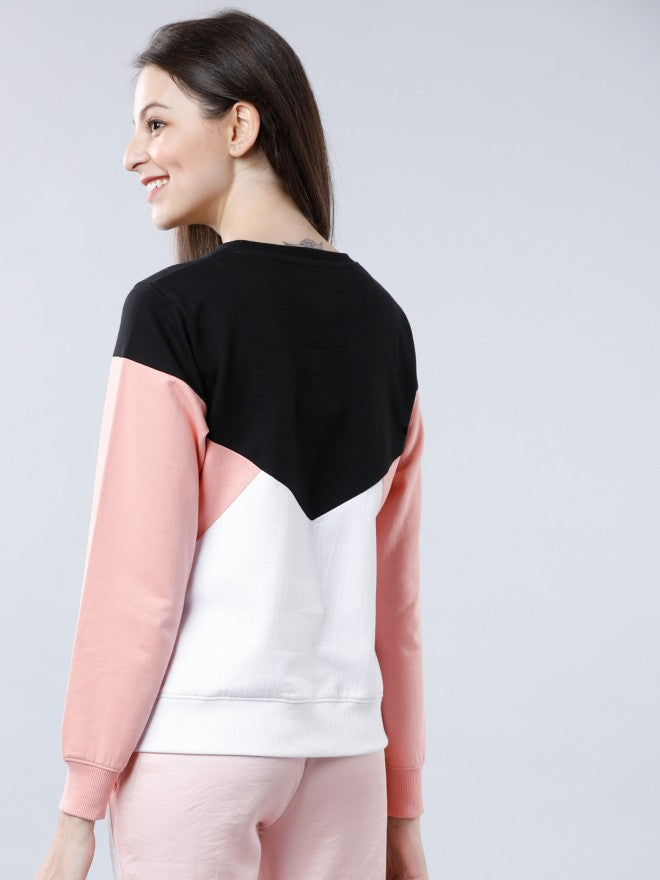 Tokyo Talkies Women Black Solid Pullover Round Neck Sweatshirt - Black - Image 2