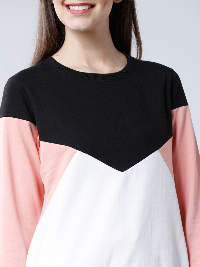 Tokyo Talkies Women Black Solid Pullover Round Neck Sweatshirt - Black - Image 3
