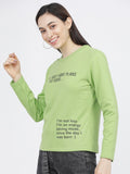 Tokyo Talkies Women Green Printed Pullover Round Neck Sweatshirt - Green - Image 1