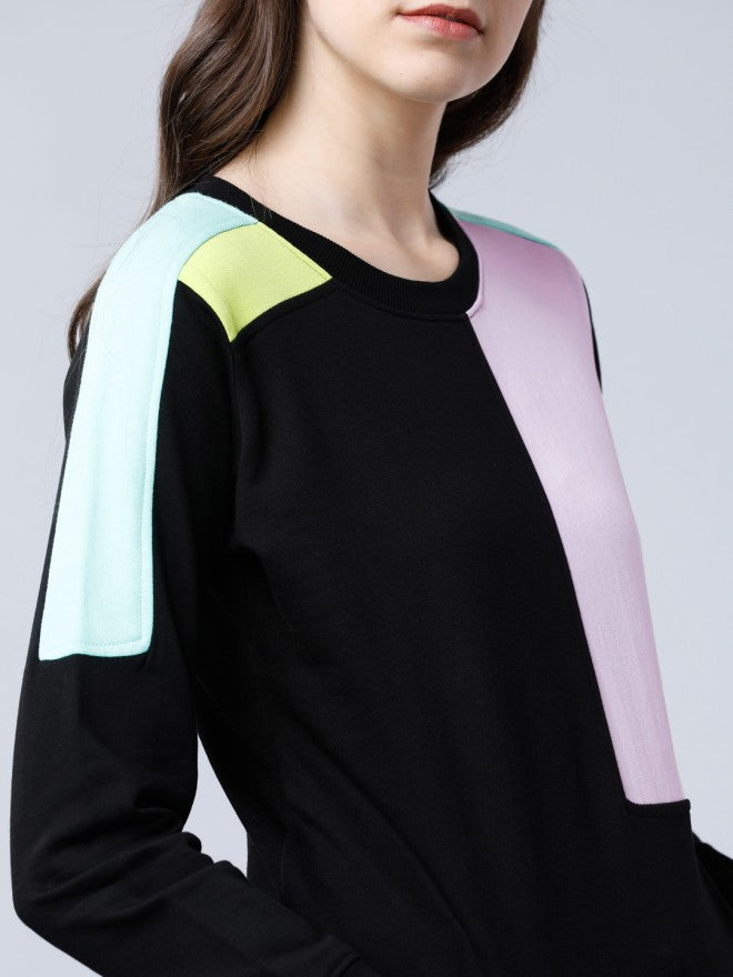 Tokyo Talkies Women Multi Colourblocked Pullover Round Neck Sweatshirt - Multi - Image 3