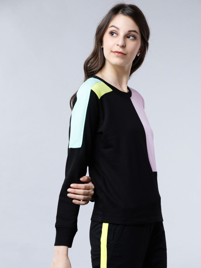 Tokyo Talkies Women Multi Colourblocked Pullover Round Neck Sweatshirt - Multi - Image 5