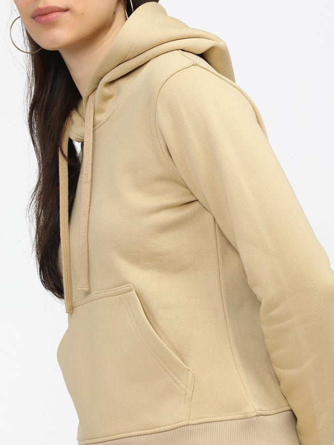 Tokyo Talkies Women Brown Solid Pullover Hood Sweatshirt - Brown - Image 3